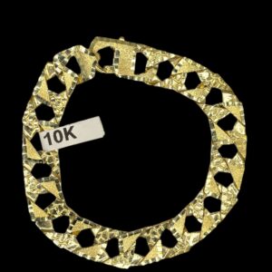 10k Gold Square Diamond Cut x Nugget Bracelet