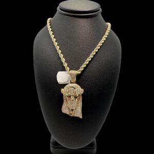 14k gold solid diamond Jesus pendant