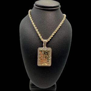 10k gold diamond nugget bar pendant