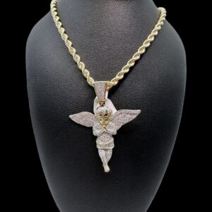 10k gold diamond praying angel pendant