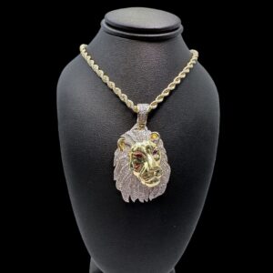 10k gold diamond lion pendant