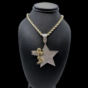 10k gold diamond angel star pendant