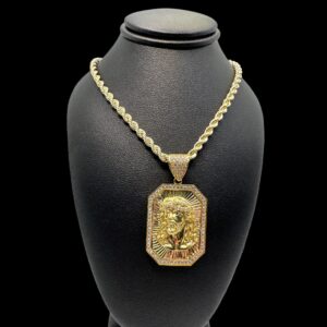 10k gold CZ Jesus head pendant