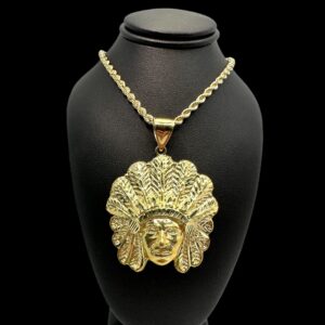 10k gold large Chief head pendant