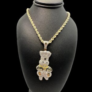 10k gold diamond money bag doughboy pendant