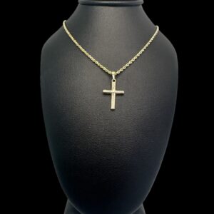 10k Gold small diamond-cut cross