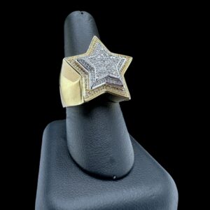 10k Gold 2 Tone 3 Tier Star Diamond Ring