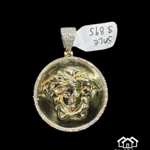 10k gold & diamond Medusa head pendant