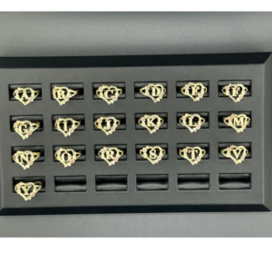 10K Gold Rose Heart Initial Rings