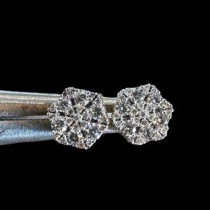 14K Snowflake Cluster Diamond Earrings Large