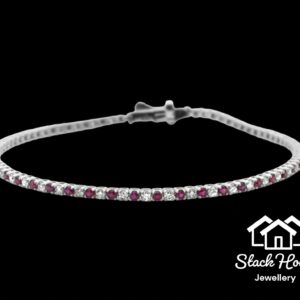 2.27 Ct white gold ruby & diamond tennis bracelet