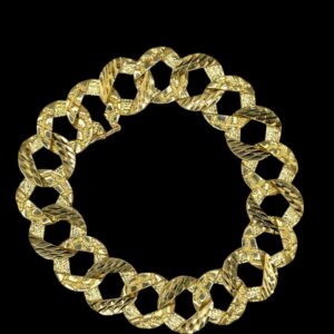 10k Gold Double Sided Rounded Diamond Cut x Nugget Bracelet