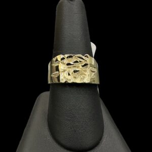 10k Gold Square Diamond Cut Nugget Ring