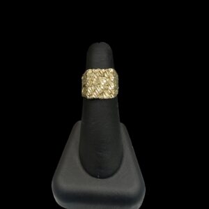 10k Gold Square Diamond Cut Nugget Ring