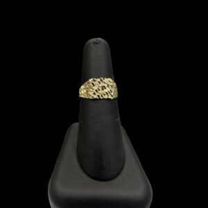 10k Gold Small Square Diamond Cut Nugget Ring