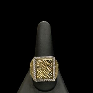 10k Gold Square CZ Border Nugget Ring