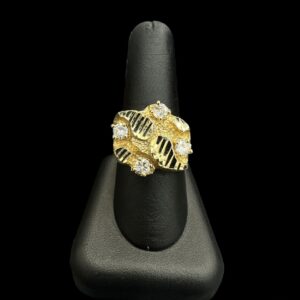 10k Gold CZ Diamond Cut Nugget Ring