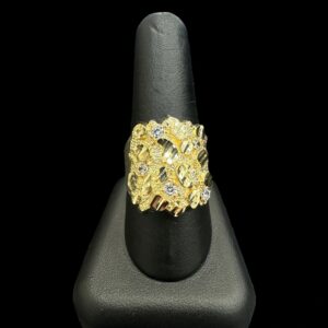 10k Gold Diamond Cut CZ Nugget Ring