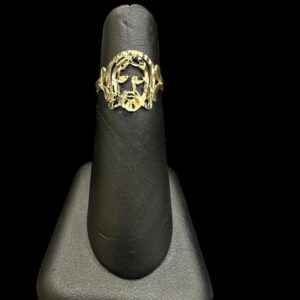 10k Gold Diamond Cut Jesus Ring