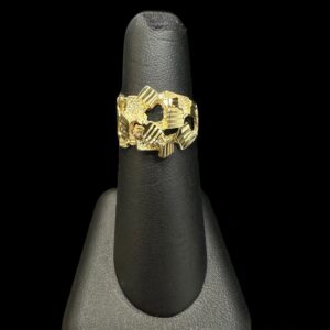 10k Gold Nugget Diamond Cut Ring