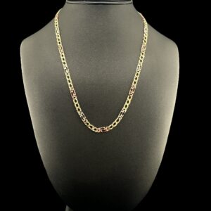 10k Gold Tri Tone Greek Key Diamond Cut Chain