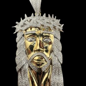 10k Gold XXL Diamond Jesus Pendant