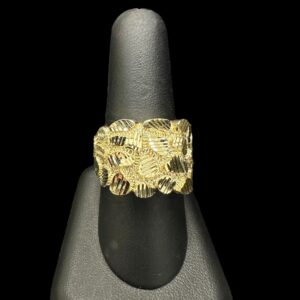 10k Gold Multi Diamond Cut Nugget Ring