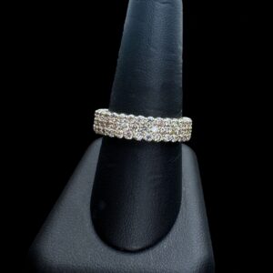 10k Gold 3 Row Diamond Band Ring