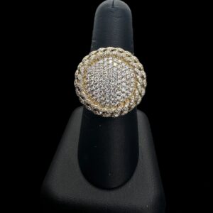 10k Gold Miami Cuban Ball Of Ice Ring