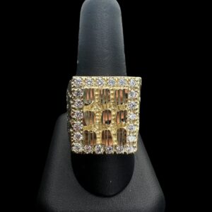 10K Gold Square Diamond Nugget Ring