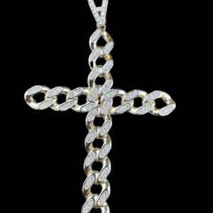 10k Gold Miami Cuban Cross Diamond Pendant