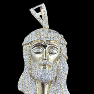 10k Gold Diamond Jesus Head Pendant