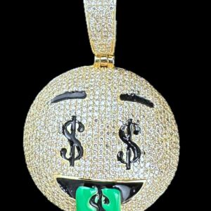 10k Gold Diamond $$$ Face Pendant