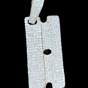 10k Gold Diamond Razor Blade Pendant