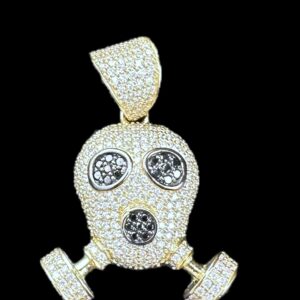 10k Gold Diamond Gas Mask Pendant