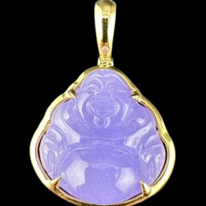 10k Gold Border Light Purple Buddha Pendant