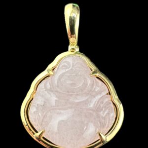 10k Gold Border Light Pink Buddha Pendant