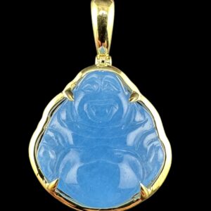 10k Gold Border Blue Buddha Pendant