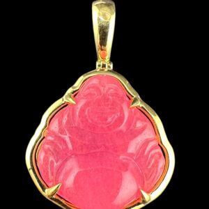 10k Gold Border Hot Pink Buddha Pendant