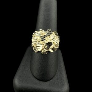 10k Gold Nugget Diamond Cut Ring