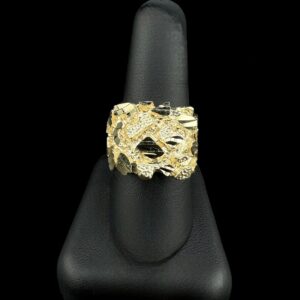10K gold Extra Chunky Diamond Cut Nugget Ring