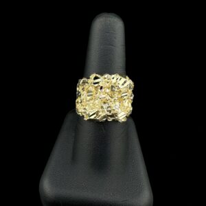 10k Gold Nugget Diamond Cut Ring