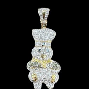 10k Gold Diamond Money Bag Doughboy Pendant