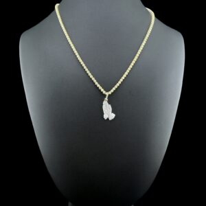 14k Gold Praying Hands Diamond Pendant