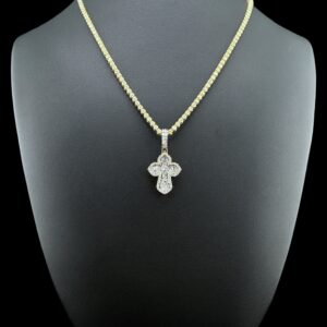 14k Gold Wide Cross Diamond Pendant