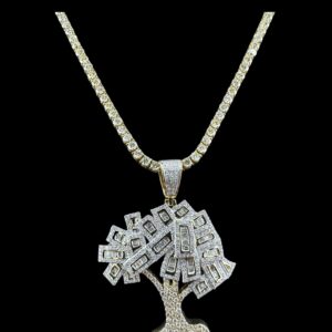 14k Gold Money Tree Diamond Pendant