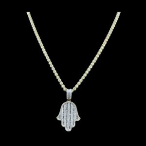 14k Gold Hamsa Hand Diamond Pendant