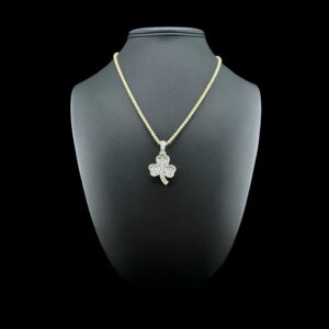 14k Gold Lucky Clover Diamond Pendant