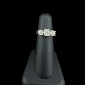 14k Gold Three Cluster Diamond Engagement ring