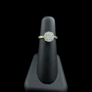 14k Gold Large Diamond Cluster Engagement Ring